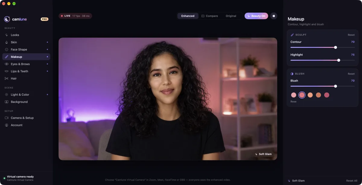 Camlune Makeup controls